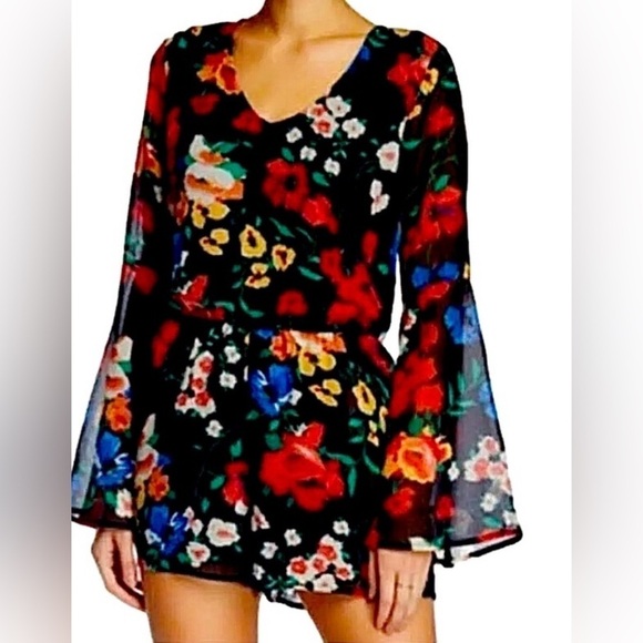 Free Press black floral romper, medium - Picture 1 of 9